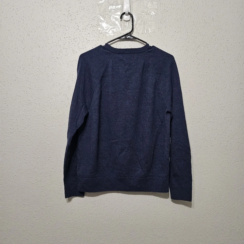 Banana Republic Italian Merino Wool Sweater Large Blue Crewneck Lightweight Knit